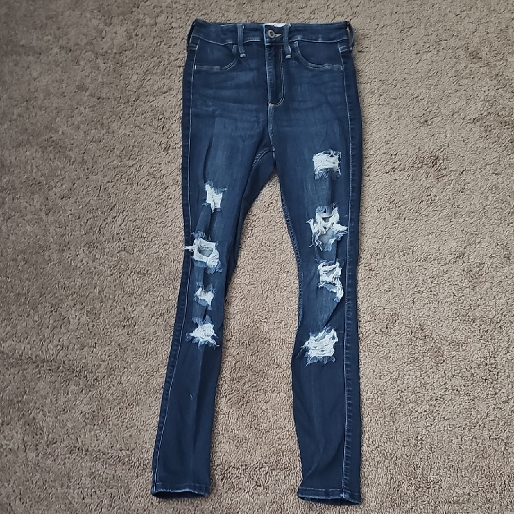 Hollister Blue Skinny Distressed Jeans